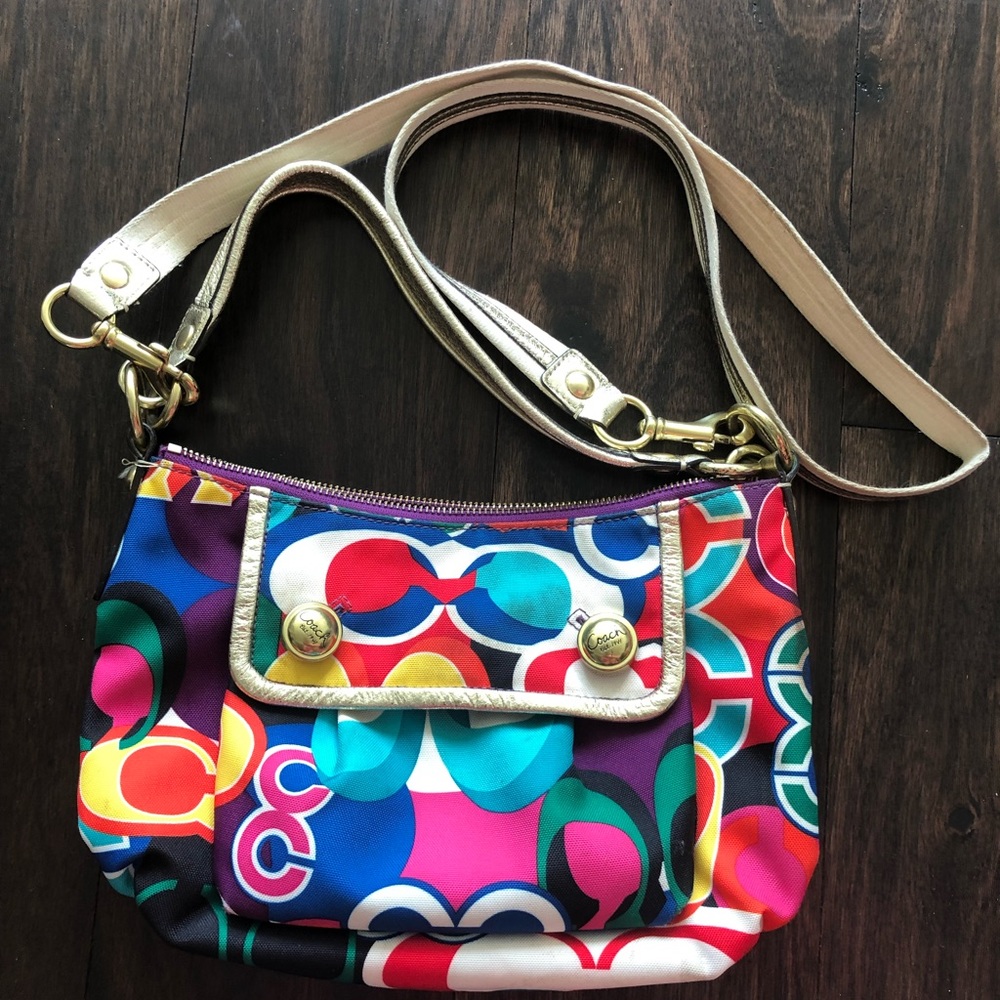 Coach poppy multicolor crossbody / shoulder bag